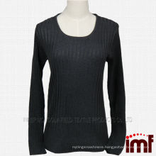 Ladies Grey Ribbing Knitted Cashmere Sweater